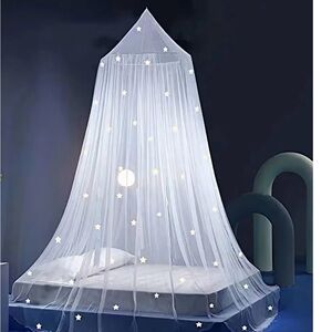 Elegant White Starry Bed Canopy